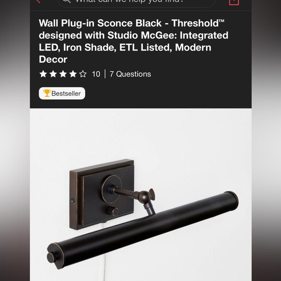 Studio McGee Black Wall Plug-in Sconce - Picture 1 of 7
